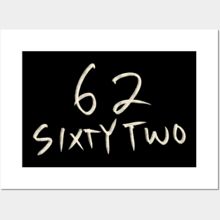 Hand Drawn Letter Number 62 Sixty Two Posters and Art